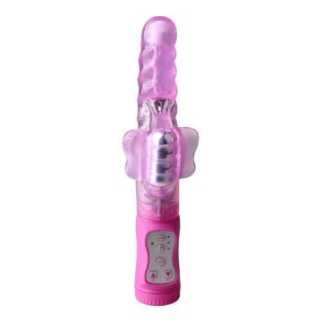 Butterfly vibrator met parels in roze kleur