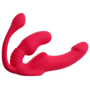 Strapless Strap-On RC Triple Teaser met Afstandsbediening - Rood