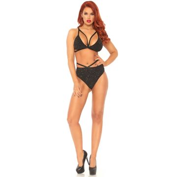 Zwarte Lingerie Set met Glinster Effect