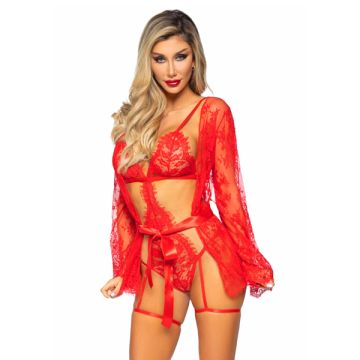 Romantische Wimper Kant Set - Rood