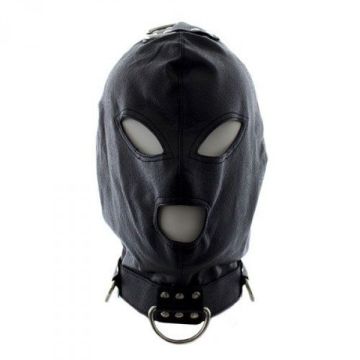 Kunstleren Bondage Masker met Haken - Zwart
