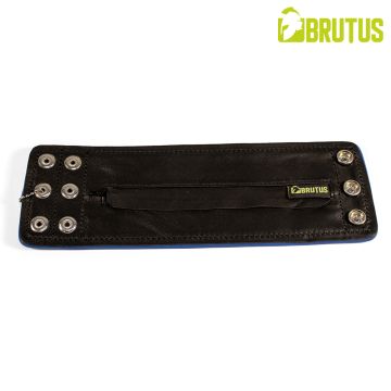  BRUTUS Leren Polsportemonnee met Rits - Zwart/Blauw