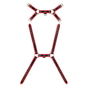 Body Harnas Man Bondage Model 1 - Zwart/Rood