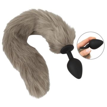 Buttplug Fluffy Tail - Grijs