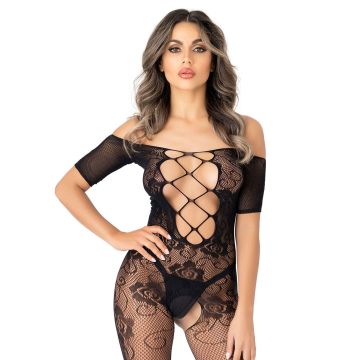 Daring Intimates Off the Shoulder Bodystocking - Zwart