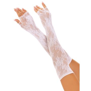 Leg Avenue Floral Net Vingerloze Handschoenen - Wit
