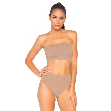 Leg Avenue Naked Bandeau Top en Hoge Taille Slip - Medium