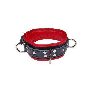 Mister B Essential Leren Afsluitbare Halsband Zwart Rood