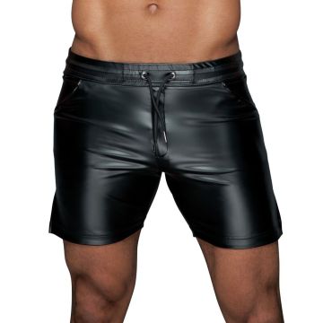 Noir Handmade Accentuerende Wetlook Short - Zwart