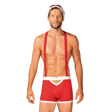 Obsessive Kerst Lingerie Mannen Set Mr. Claus - Rood/Wit