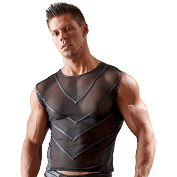 Zwart Wetlook Shirt met Transparante Voorkant