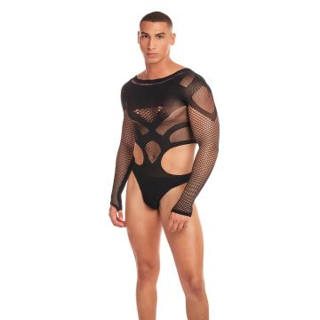 Pink Lipstick Lingerie Out Of Orbid Bodysuit - Zwart