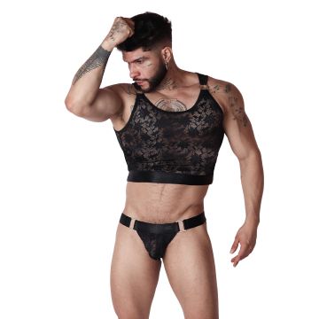 GIGO Crop Top Illusion - Zwart