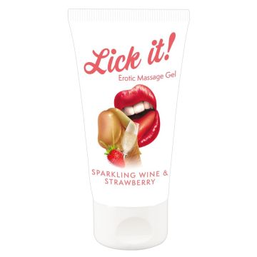 Erotisch Massage Gel Lick It - Sparkling Wine and Strawberry