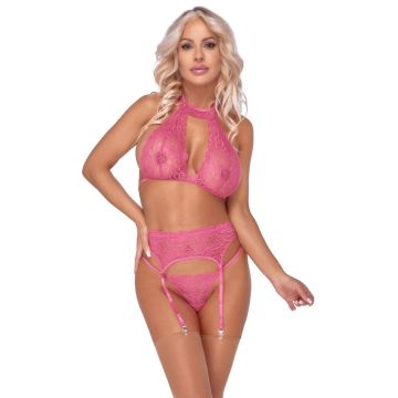 Cottelli Lingerie Fleurige Kanten Lingerie Set - Roze
