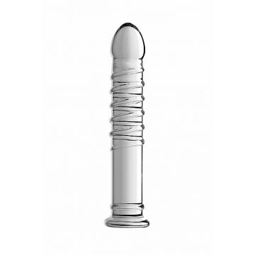 Behemoth Geribbelde Glazen XL Dildo - Transparant 