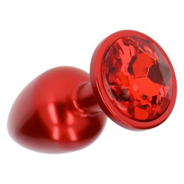 Buttplug met siersteen - Rood