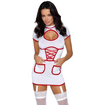 Cottelli Verpleegster Jurk - Rood/Wit