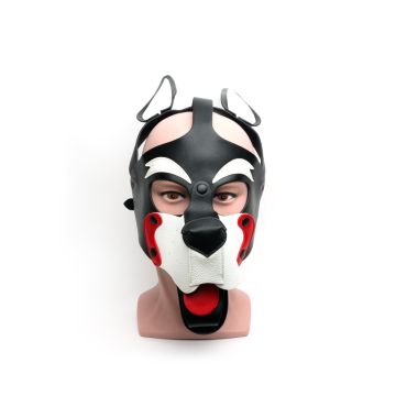 Puppy Play Masker 665 Leather - Zwart/Wit/Rood