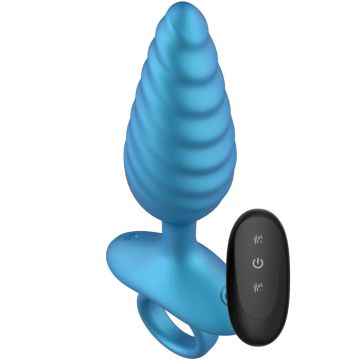Playhouse Vibrerende Buttplug Ribbed met Afstandsbediening - Blauw