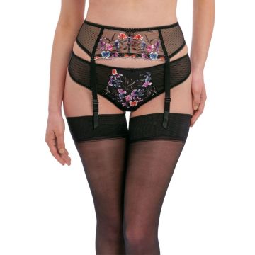 Fantasie Aurelia Bloemen Jarretel - Zwart