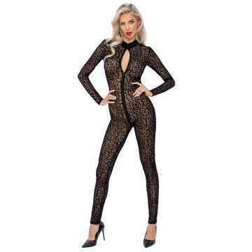 Noir Handmade Leo-Look Catsuit - Zwart