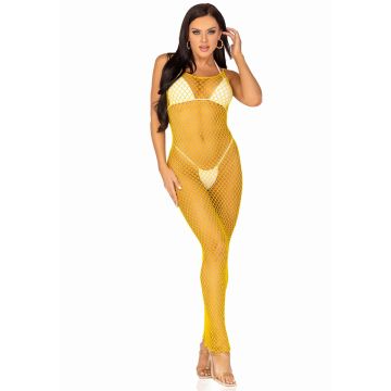 Leg Avenue Grove Net Halterjurk - Lemon