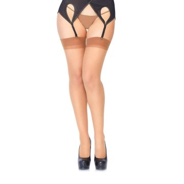 Leg Avenue Transparante Nylon Jarretel Kousen - Tan