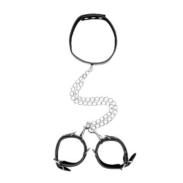 Leren Collar & Handboeien - Zwart