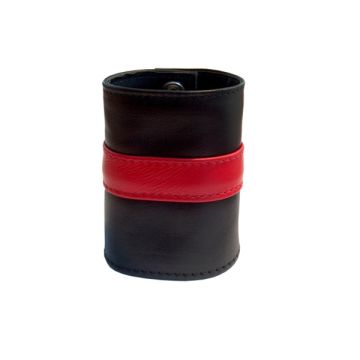 Mister B Leren Polsband met Ritsje - Zwart / Rood