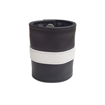 Mister B Leren Polsband met Ritsje - Zwart / Wit