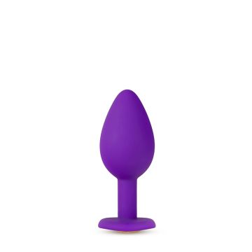 Paarse Buttplug met Hartvormige Basis en Gouden Steen