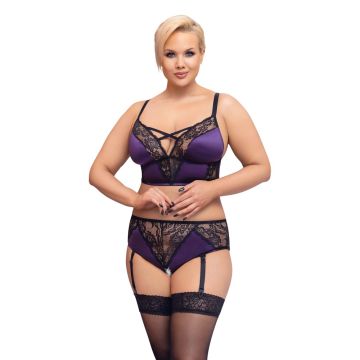 Plus Size Lingerie Set - Paars/Zwart