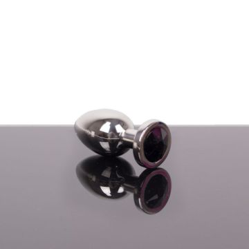 RVS Buttplug met Zwart Juweel