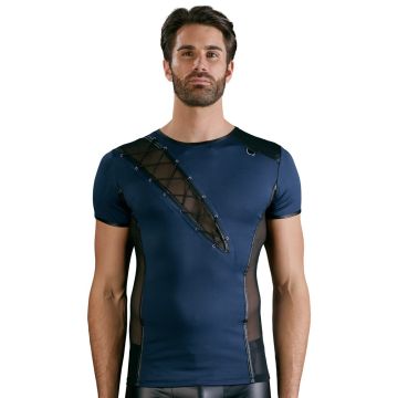 Sexy Shirt met Transparante Details - Blauw