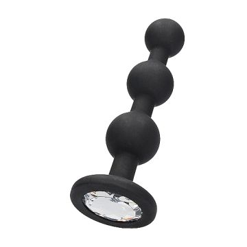Silicone Beaded Diamond Butt Plug - Zwart