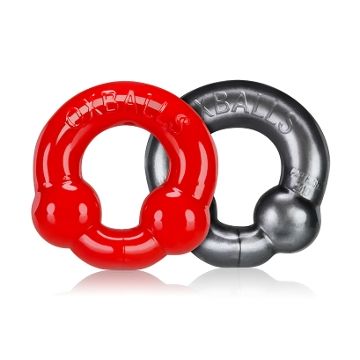 2 Pack Cockringen van Oxballs in Zilver en Rood