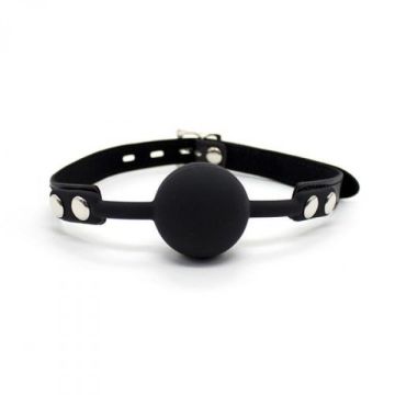 Zwarte Ballgag met Kunstleren Bandje