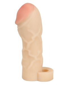 Verlengende Huidskleurige Penissleeve met Bal Ring