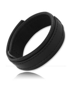 Leren Cockring met Klittenband - Zwart
