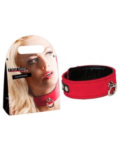Lederen Rode Halsband met Ring