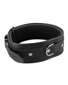 Leren Halsband met Ring - Zwart