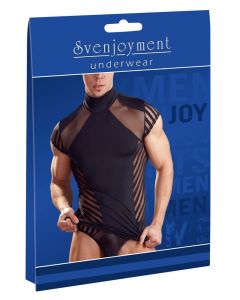 Zwart Mannen Shirt Transparant/Gestreept