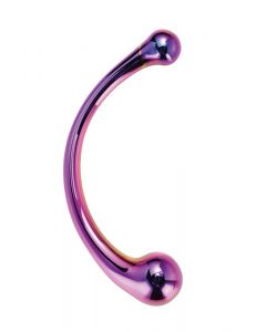 Glazen Dubbele Dildo 17 cm - paars zij