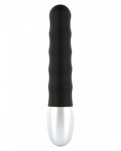 Geribbelde Mini Vibrator- Zwart/ Zilver