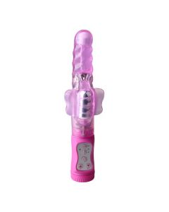 Butterfly vibrator met parels in roze kleur
