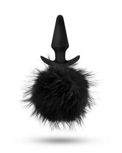 Buttplug Rabbit Tail - Zwart voor