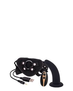 Vibrerende G-spot Dildo met Strap-on - Zwart
