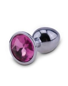Zilveren Buttplug met Roze Juweel