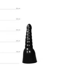 Grote Zwarte Dildo met Geribbelde Textuur kopen